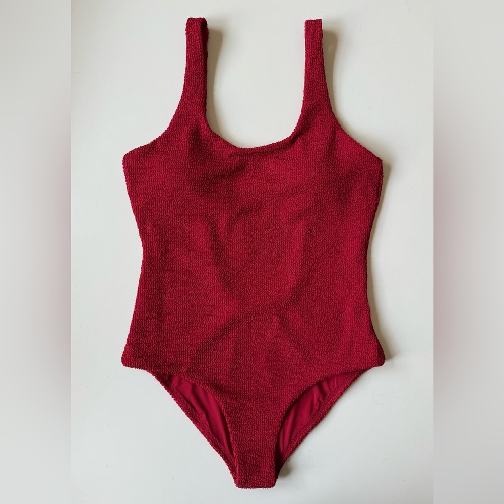 Free People It’s Now Cool Womens Backless Crimped Red One-Piece Swimsuit - L